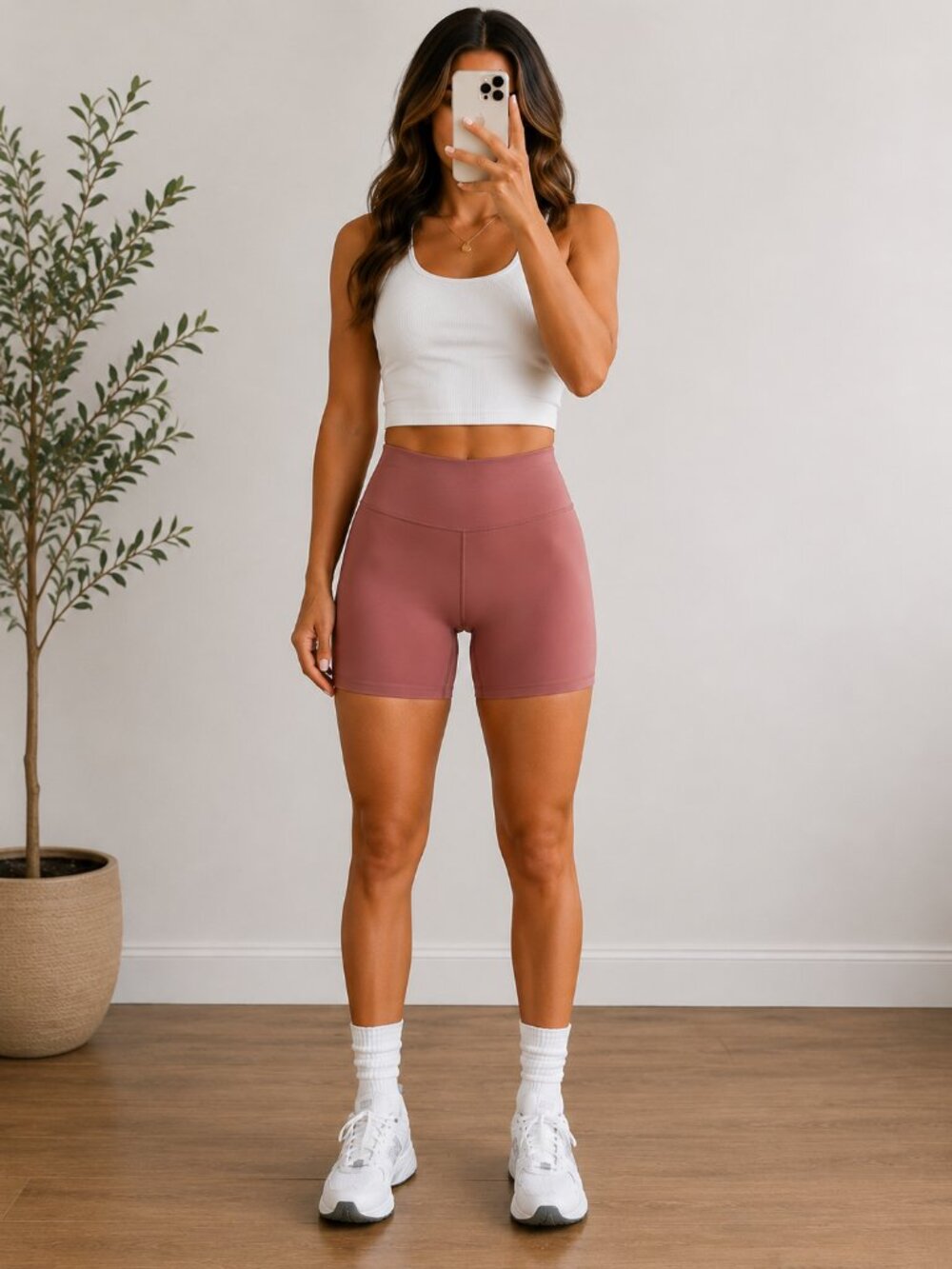 OFFLINE by Aerie Real Me High Waisted Bike Shorts Size M Mauve Pink